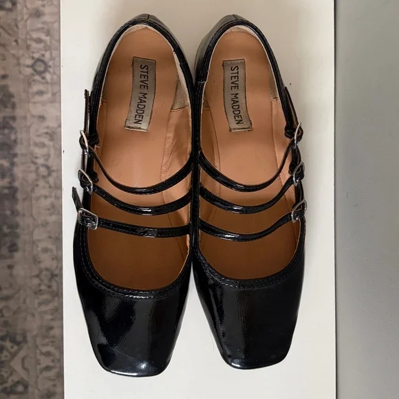 Three Straps Black Mary Janes - Picture 2 of 8